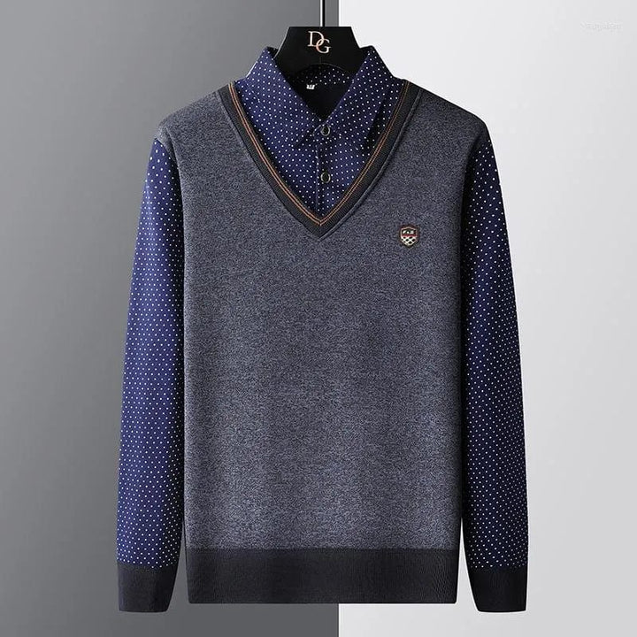 Mens Polo Sweater Warm Classic Fit