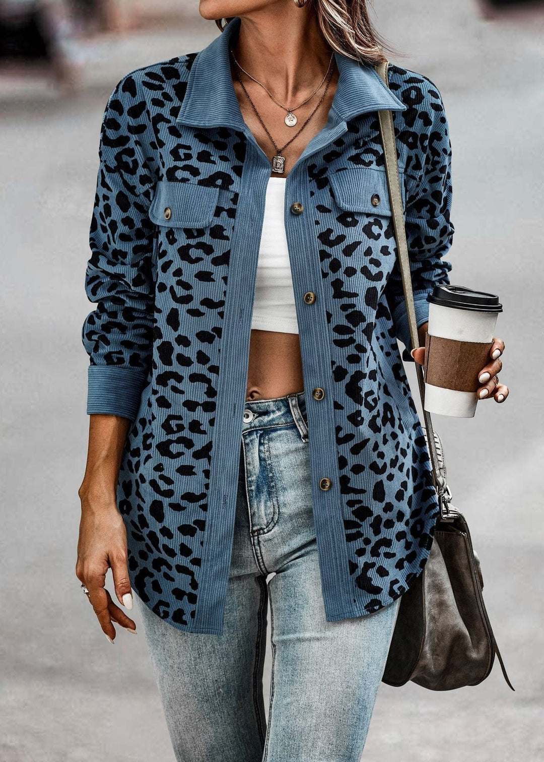 Womens Leopard Print Coat High Quality Spring Fit