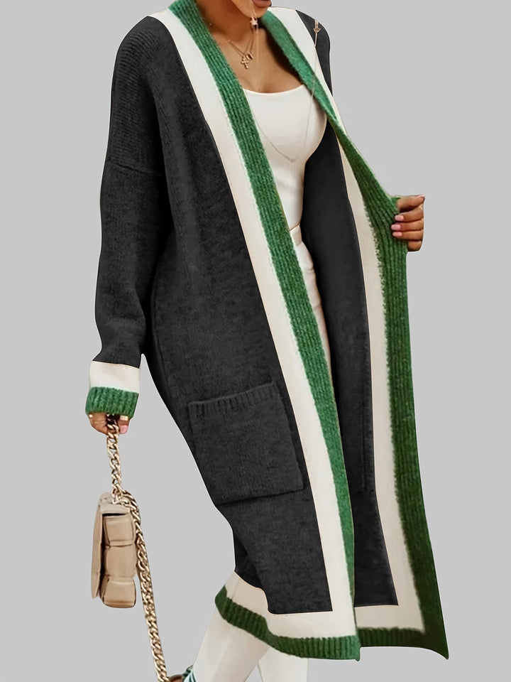 Womens Long Cardigan Vintage Style with Accent Details