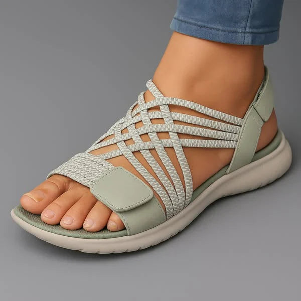 Womens Orthopedic Sandals Elastic Strap Hook and Loop Closure