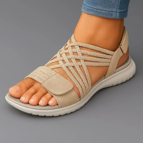 Womens Orthopedic Sandals Elastic Strap Hook and Loop Closure