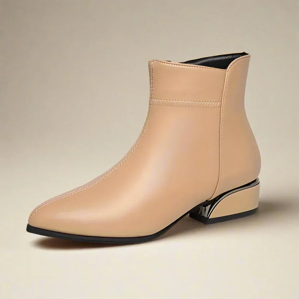 Womens Ankle Boots Leather Slip-On