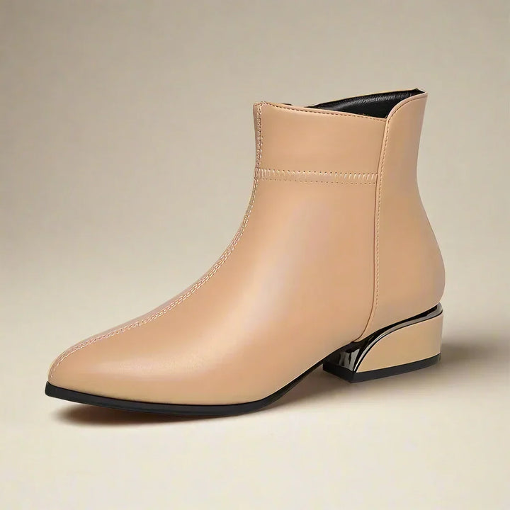 Womens Ankle Boots Leather Slip-On