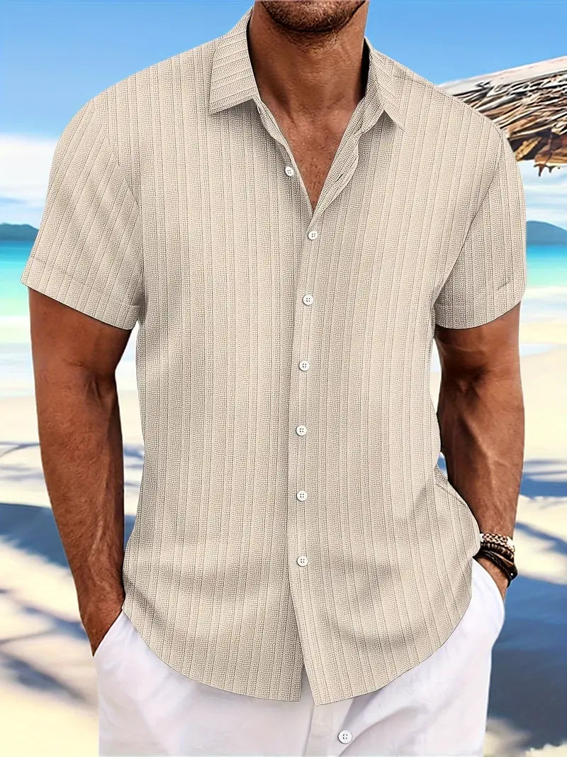 Mens Relaxed Fit Shirt Striped Cotton