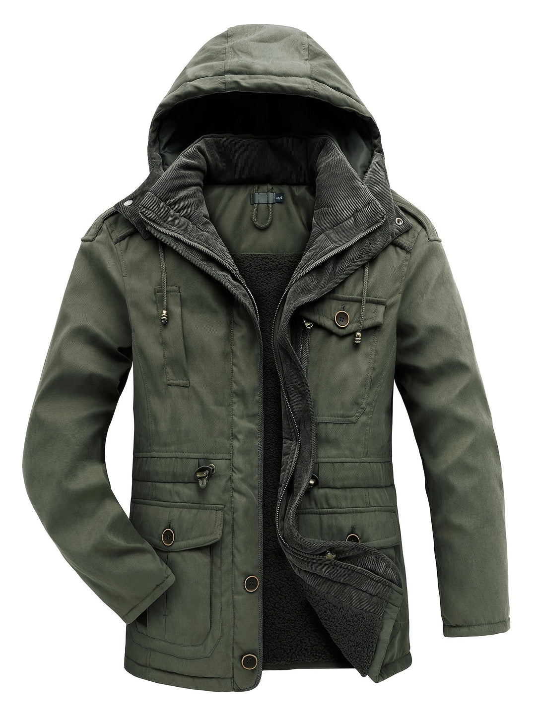Mens Thick Hooded Winter Jacket Insulated Warm