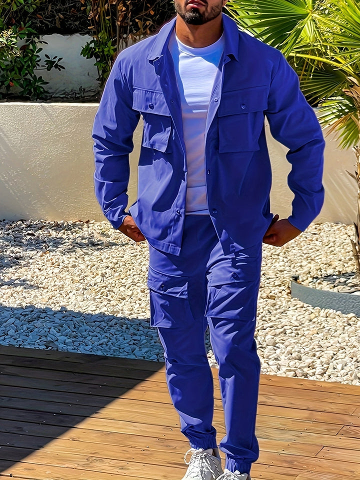 Mens Cotton Zip-Up Tracksuit with Pockets Comfortable Fit