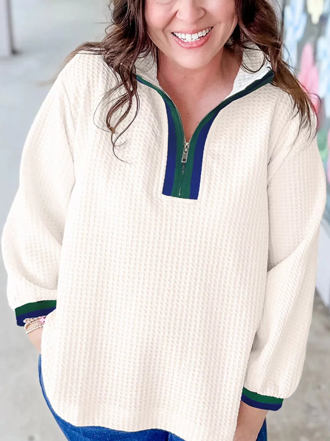 Unisex Fleece Pullover Soft Grid Half Zip - BritishMode