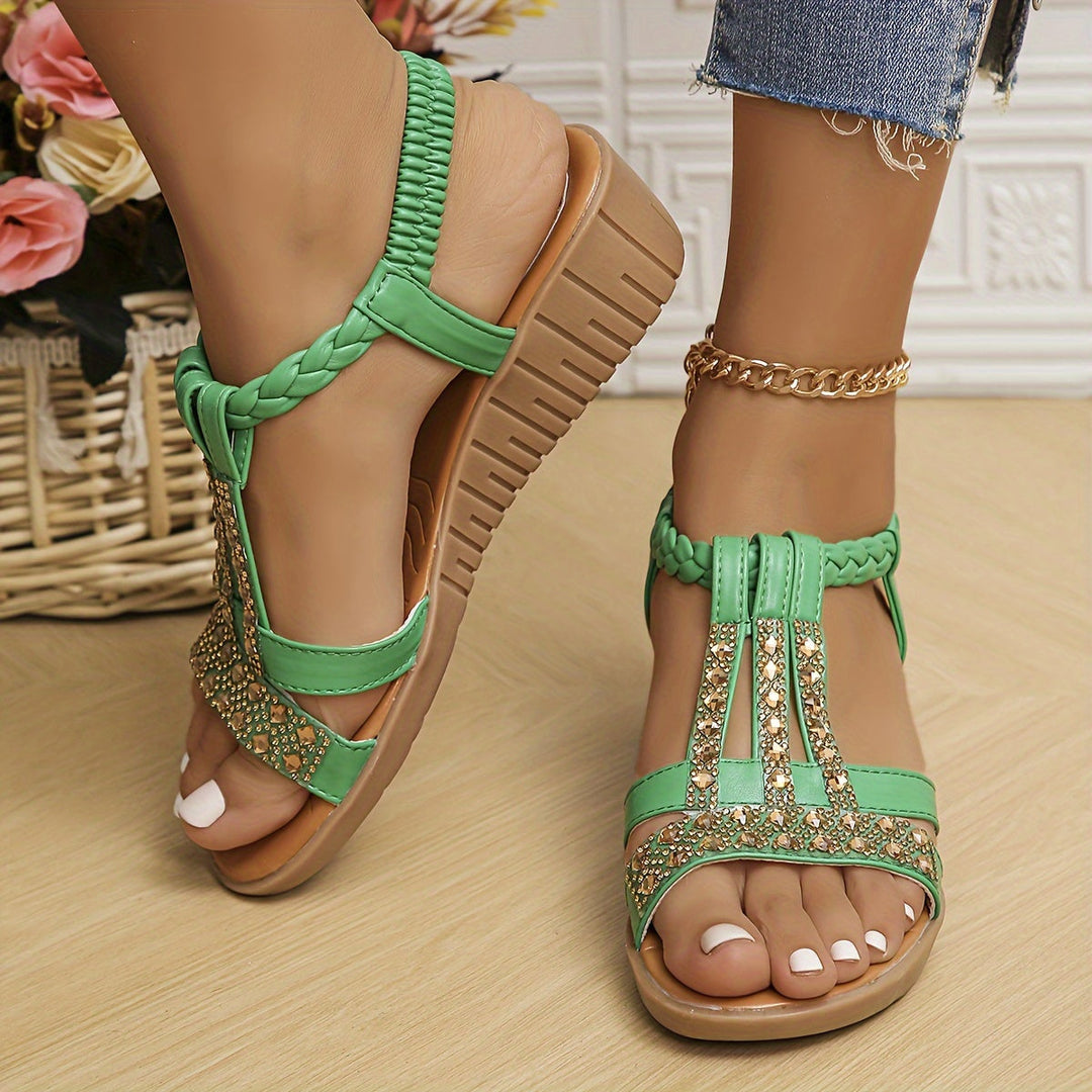 Womens Orthopaedic Wedge Sandals Ankle Strap Embellished
