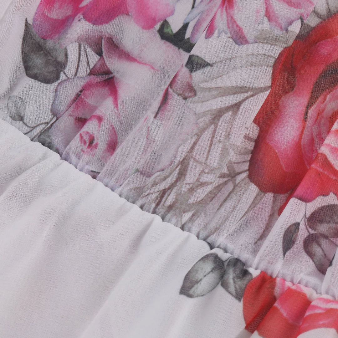 Womens Tiered Sundress with Ruffle Overlay Hem