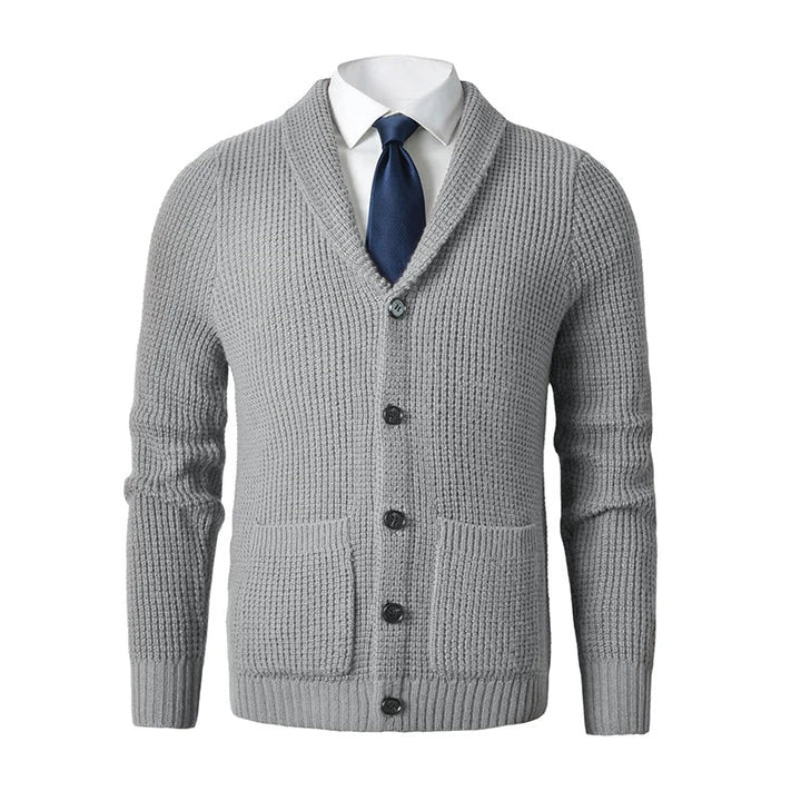 Womens Knit Cardigan with Shawl Collar and Front Pockets