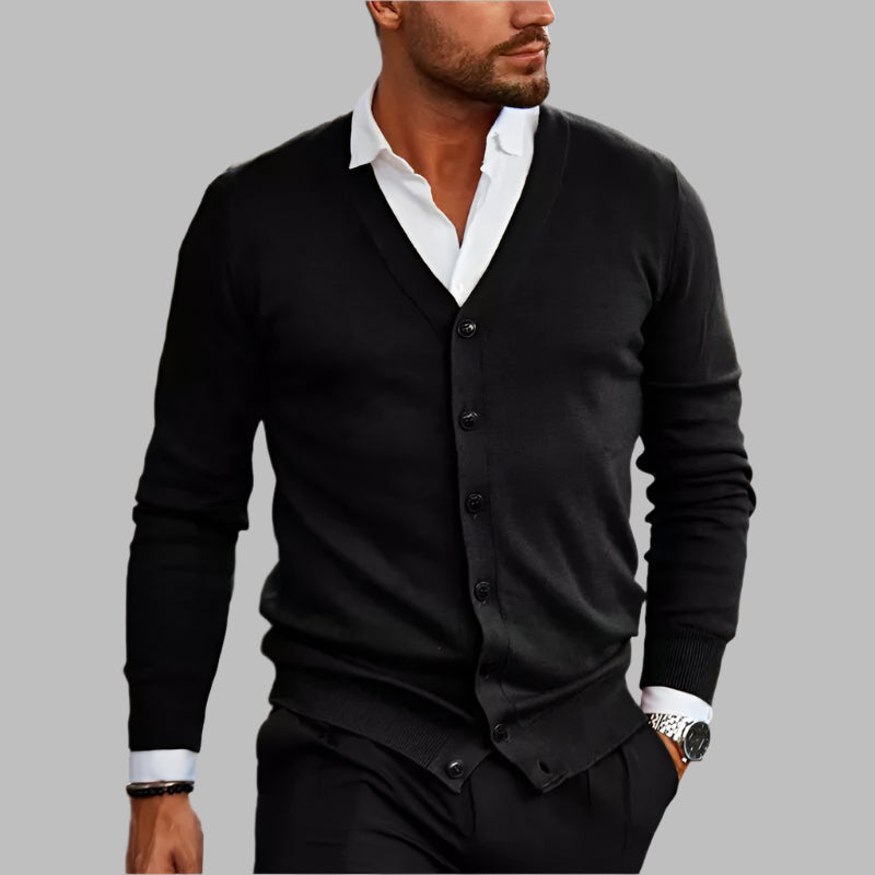 Womens V-Neck Cardigan Ribbed Hem Slim Fit