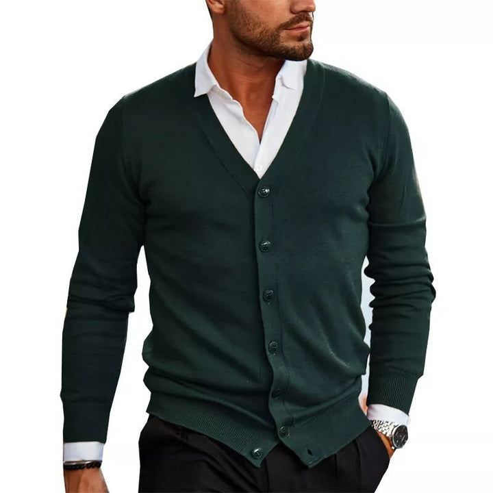 Womens V-Neck Cardigan Ribbed Hem Slim Fit