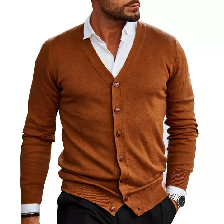 Womens V-Neck Cardigan Ribbed Hem Slim Fit