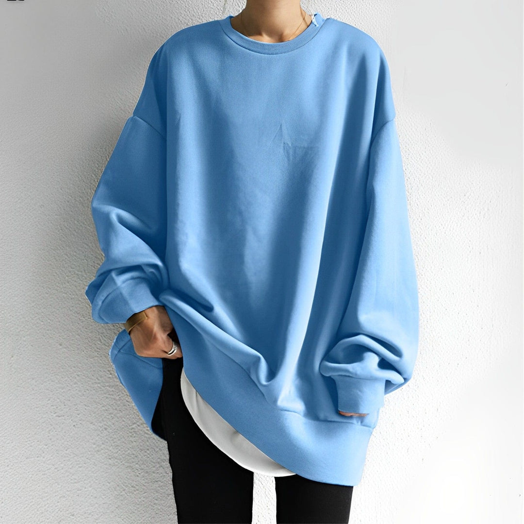 Womens Crew Neck Sweatshirt Relaxed Fit Cotton