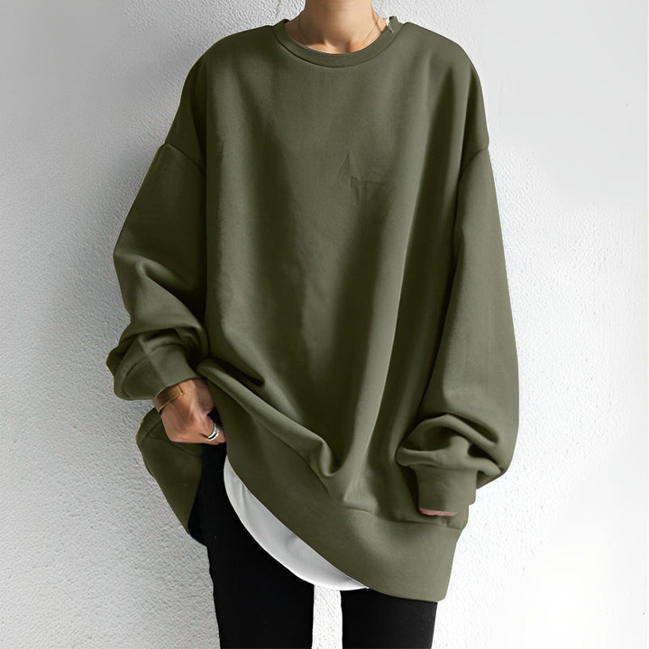Womens Crew Neck Sweatshirt Relaxed Fit Cotton