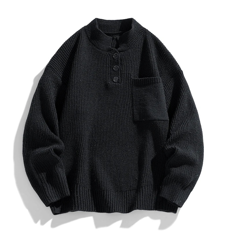 Mens Winter Sweater Wool Blend Regular Fit with Pockets