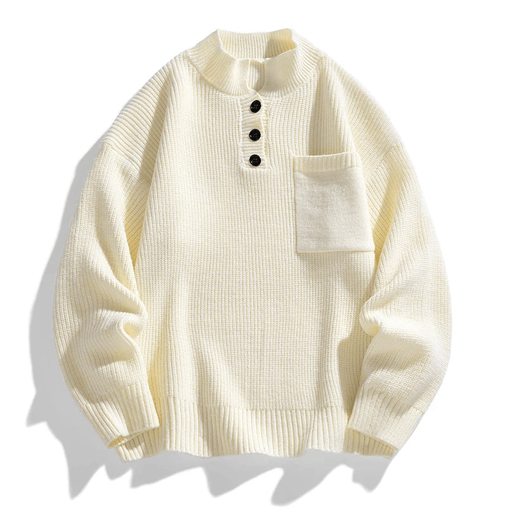 Mens Winter Sweater Wool Blend Regular Fit with Pockets - BritishMode