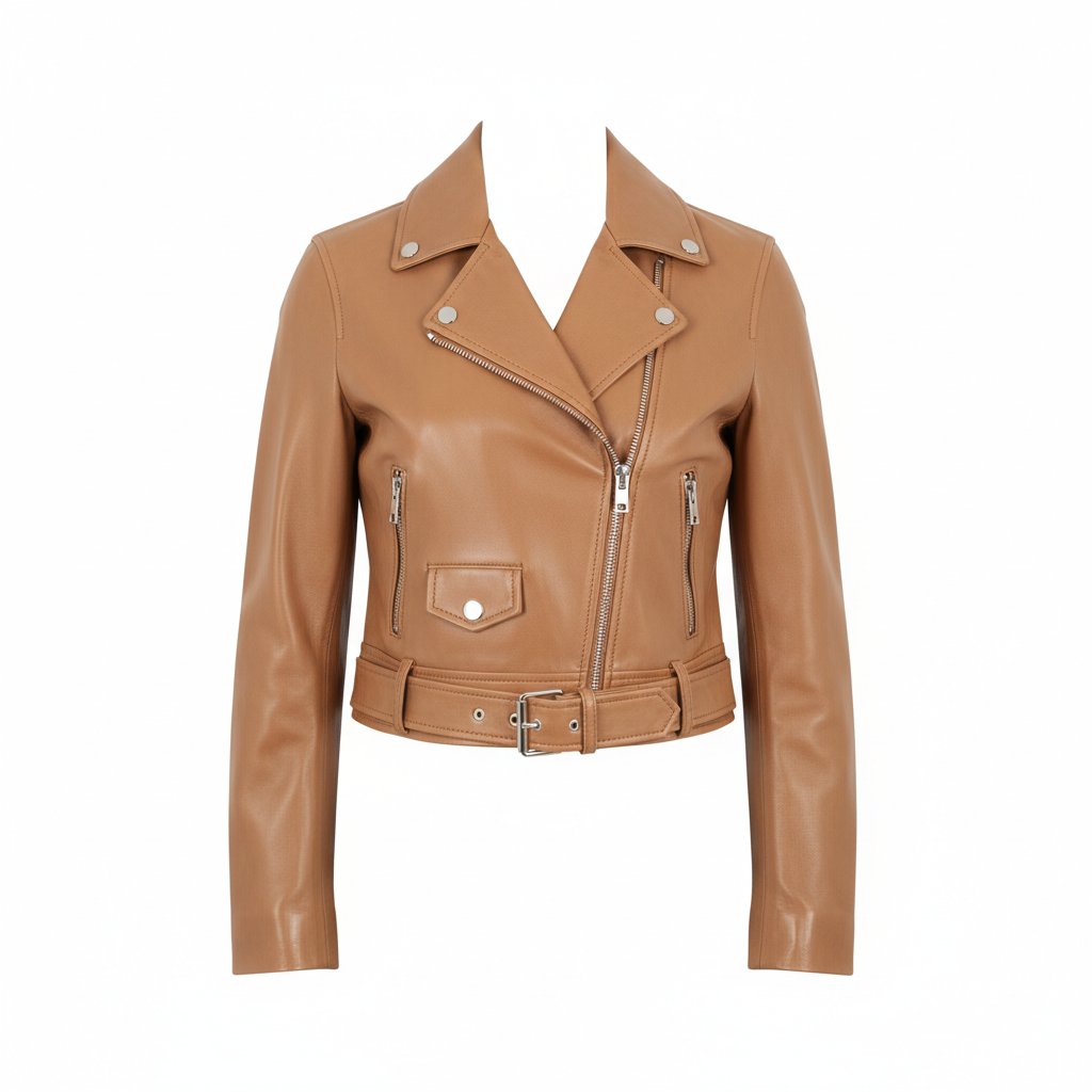 Womens Leather Moto Jacket Cropped Fit
