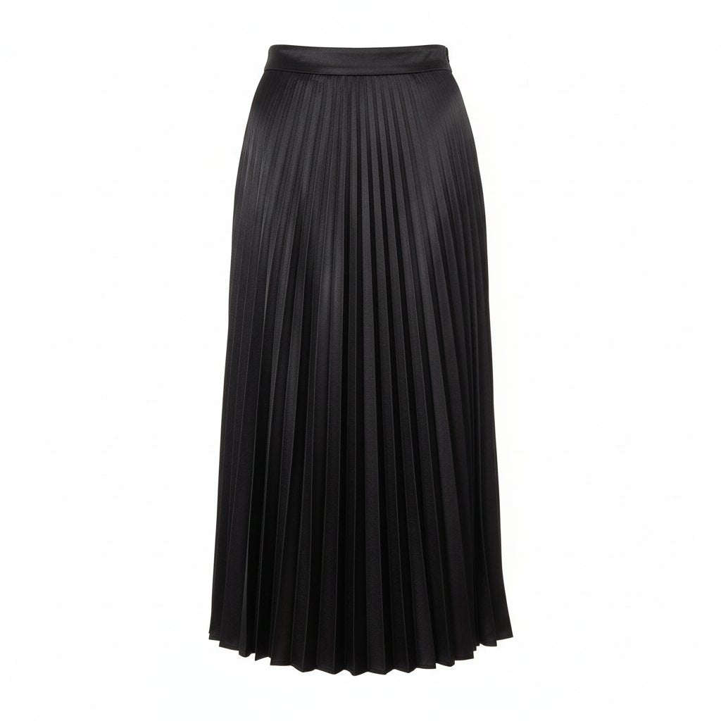 Womens Midi Skirt Satin Pleated Fit - BritishMode