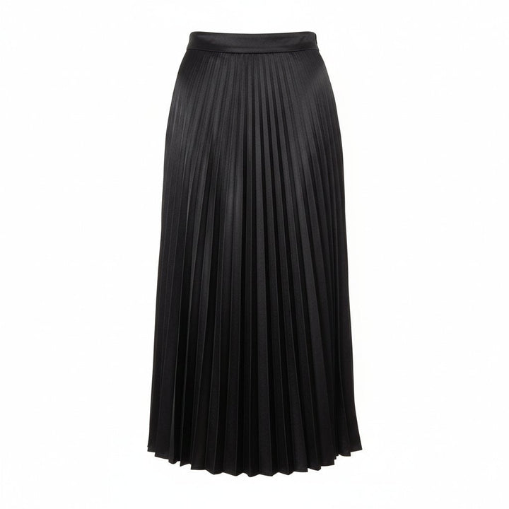 Womens Midi Skirt Satin Pleated Fit - BritishMode