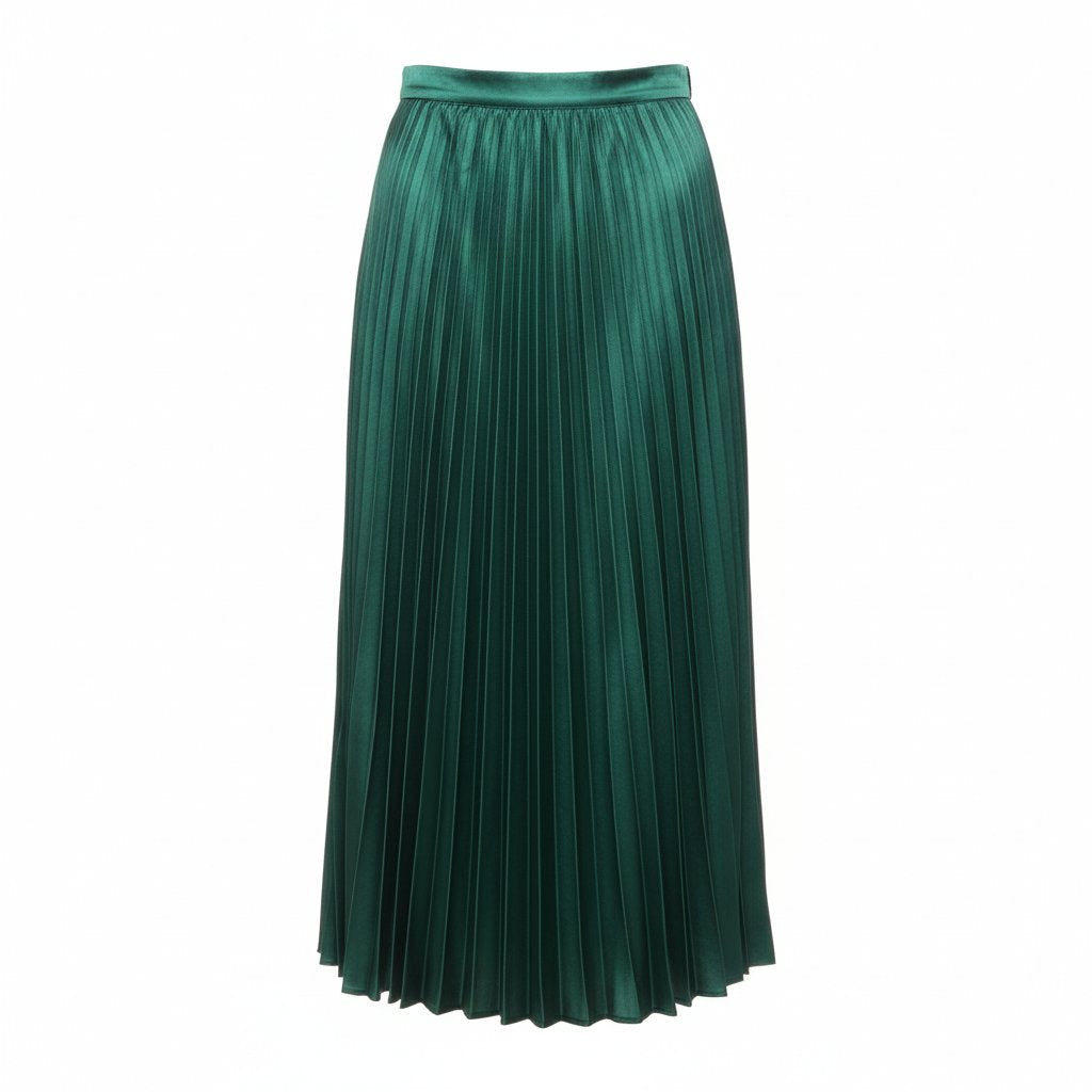 Womens Midi Skirt Satin Pleated Fit