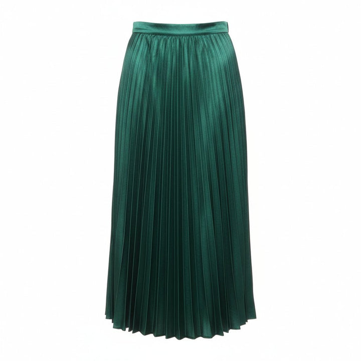 Womens Midi Skirt Satin Pleated Fit