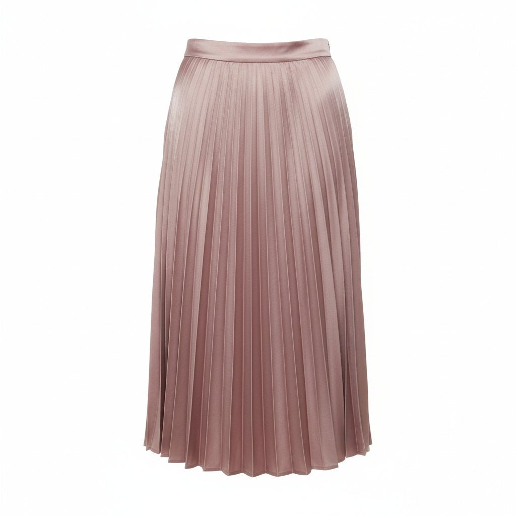 Womens Midi Skirt Satin Pleated Fit