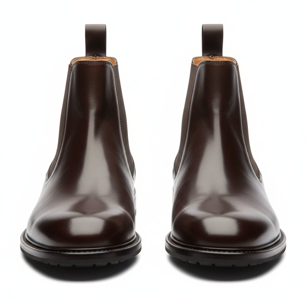 Mens Leather Chelsea Ankle Boots Slip-On Style