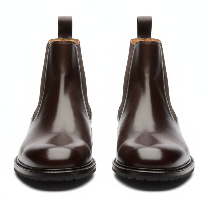 Mens Leather Chelsea Ankle Boots Slip-On Style