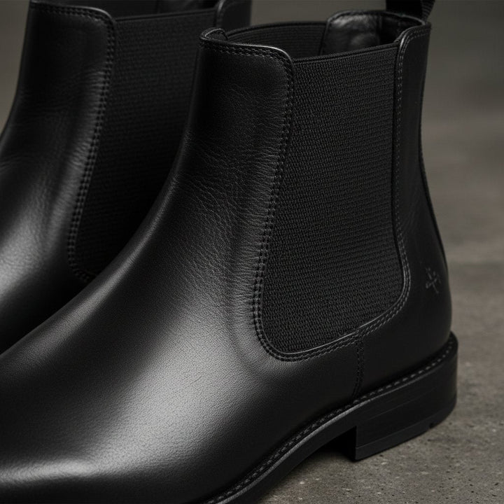 Mens Leather Chelsea Ankle Boots Slip-On Style