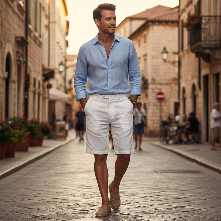 Mens Linen Tailored Summer Shorts