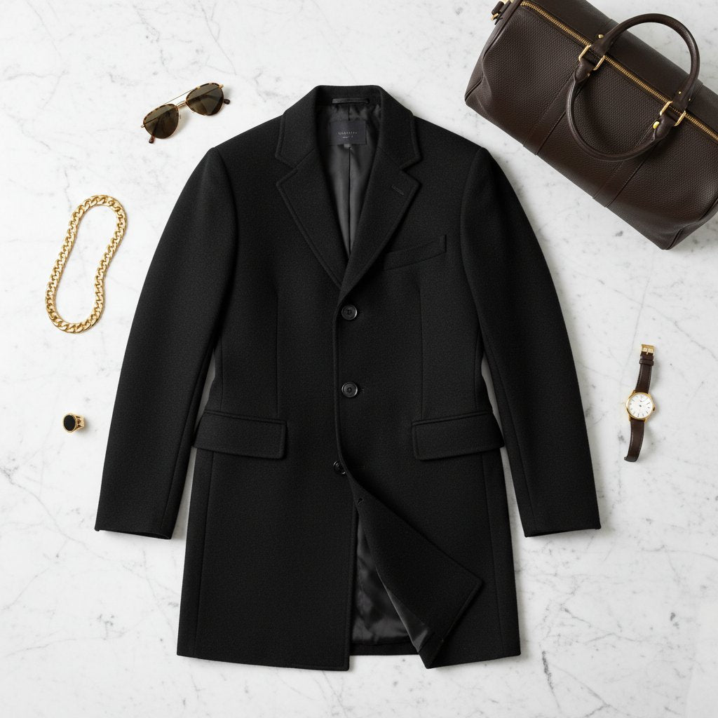 Mens Wool Overcoat Fitted Style