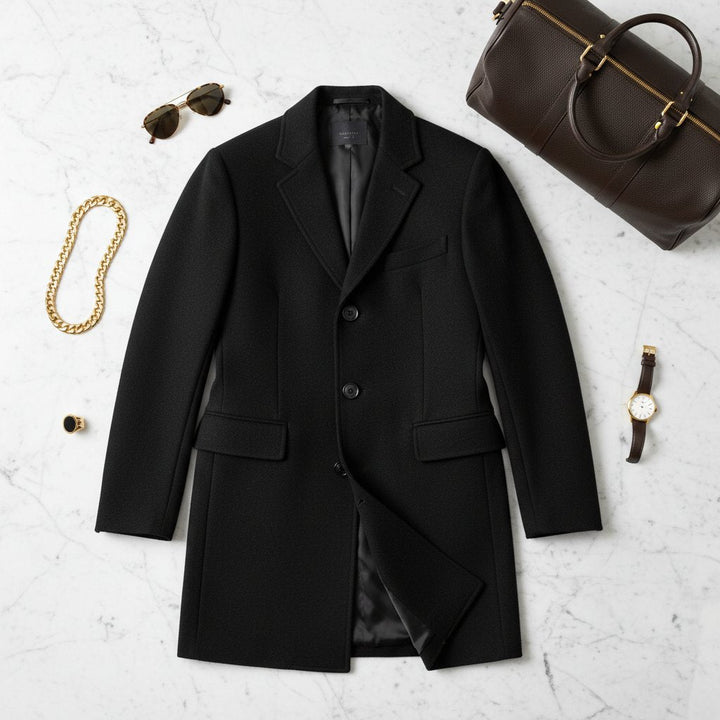 Mens Wool Overcoat Fitted Style