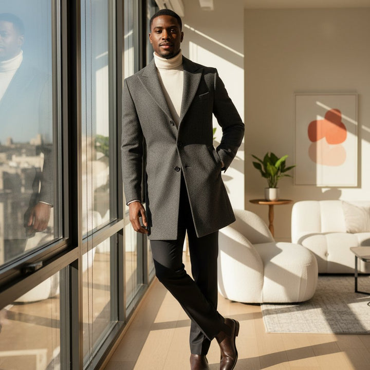 Mens Wool Overcoat Fitted Style