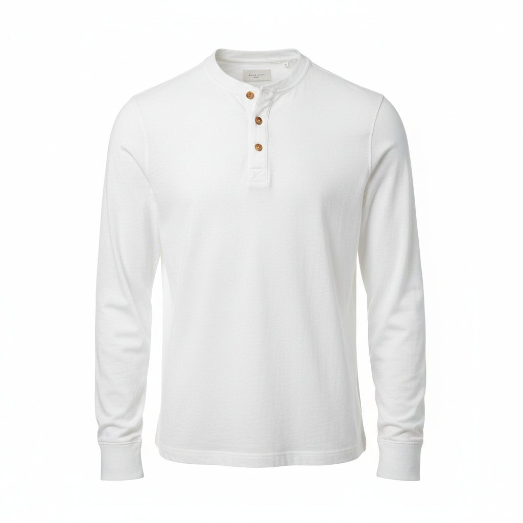 Mens Henley Shirt Cotton Long Sleeve - BritishMode