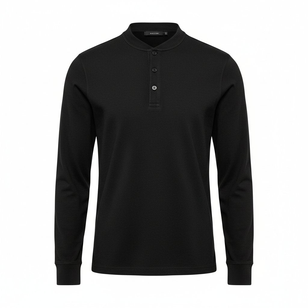 Mens Henley Shirt Cotton Long Sleeve