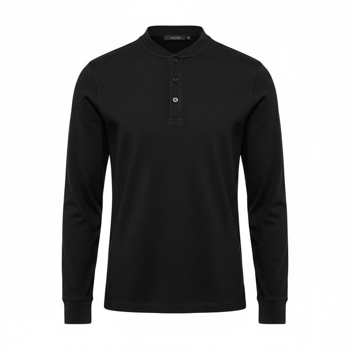 Mens Henley Shirt Cotton Long Sleeve