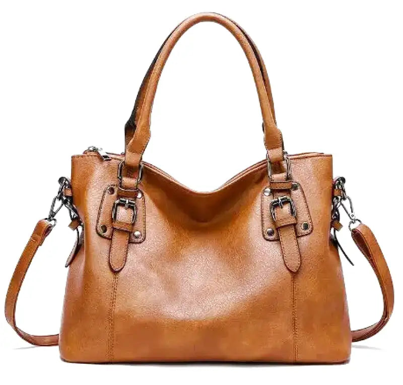 Womens Leather Handbag Large Capacity Vintage Shoulder Strap