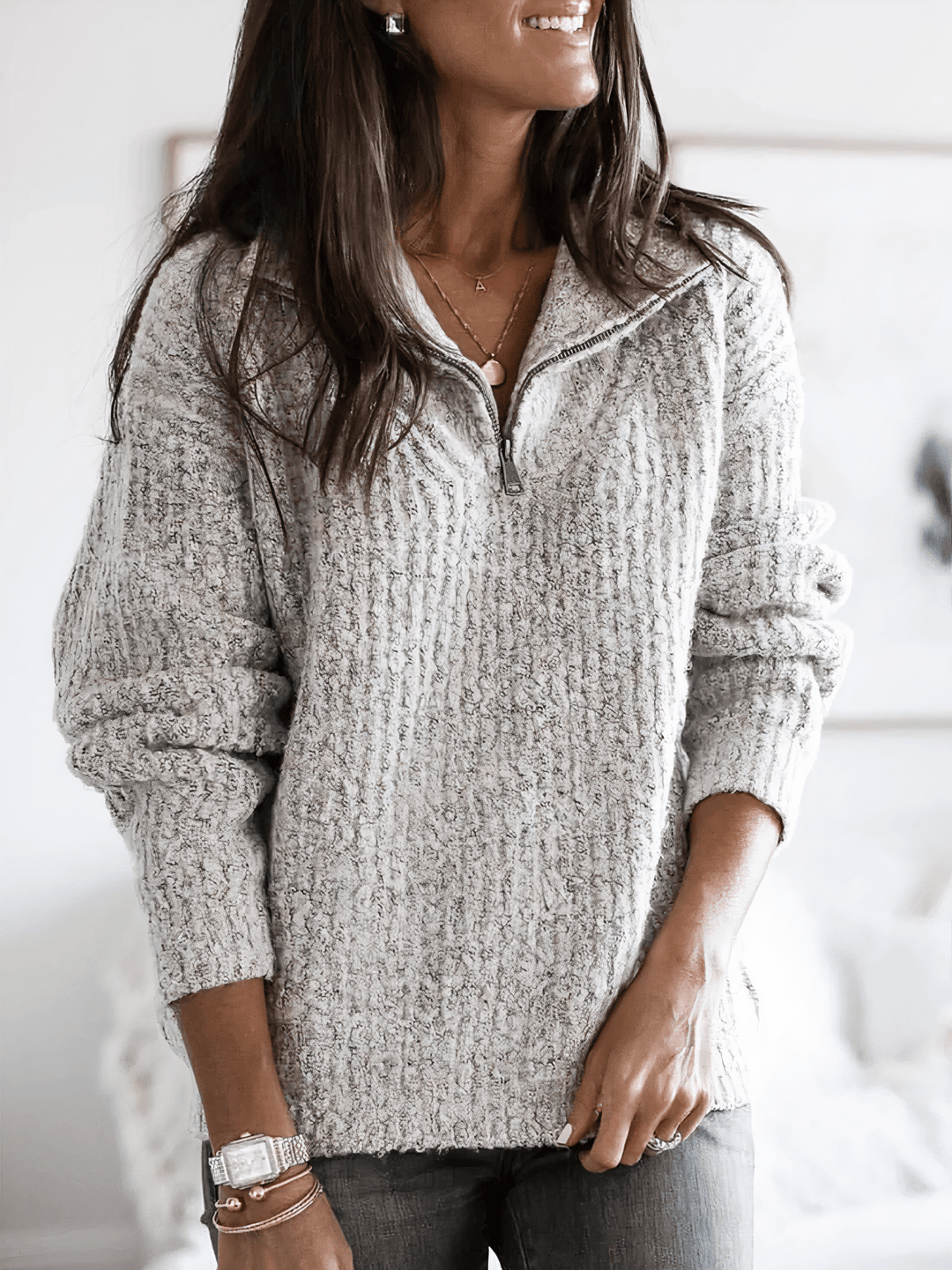 Womens Quarter-Zip Pullover Cozy Winter Fit