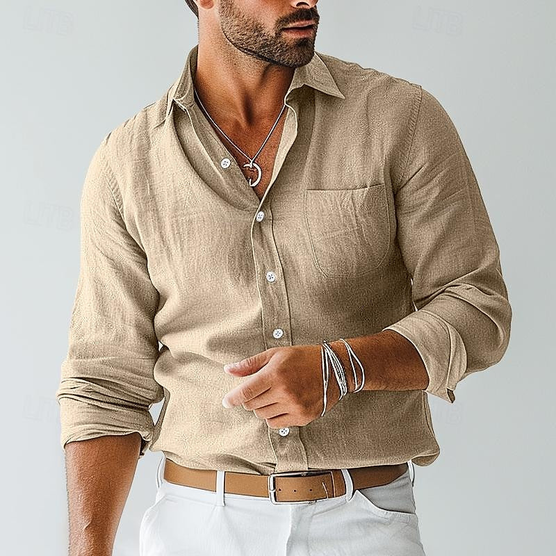 Mens Slim Fit Casual Button-Down Shirt Cotton - BritishMode