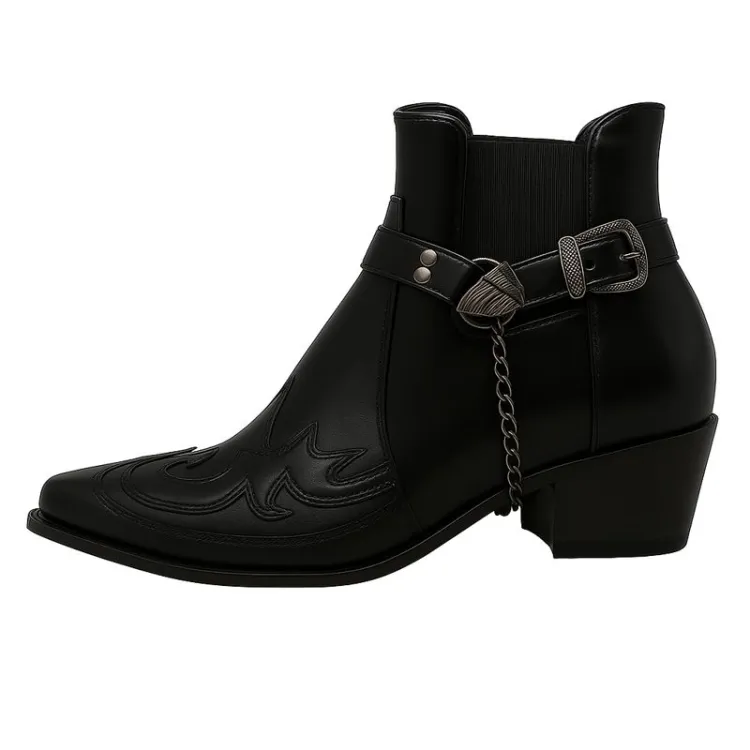 Mens Ankle Boots Rugged Leather Western Style - BritishMode