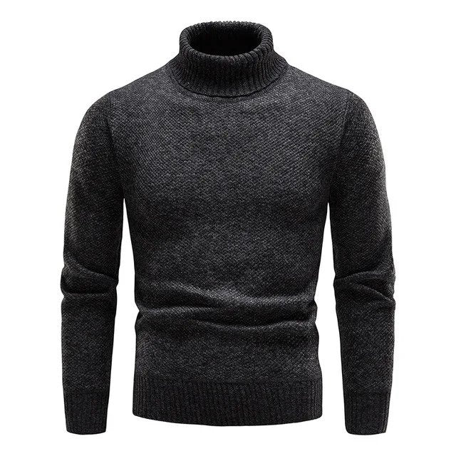 Mens Slim Fit Turtleneck Sweater Heathered Knit