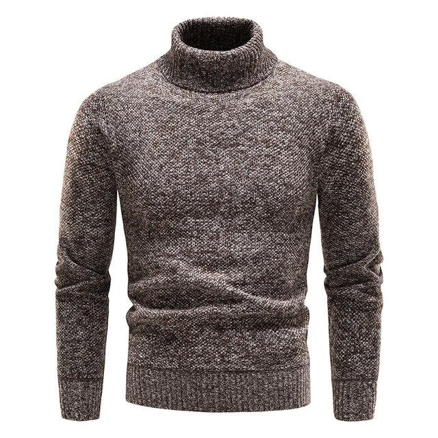 Mens Slim Fit Turtleneck Sweater Heathered Knit