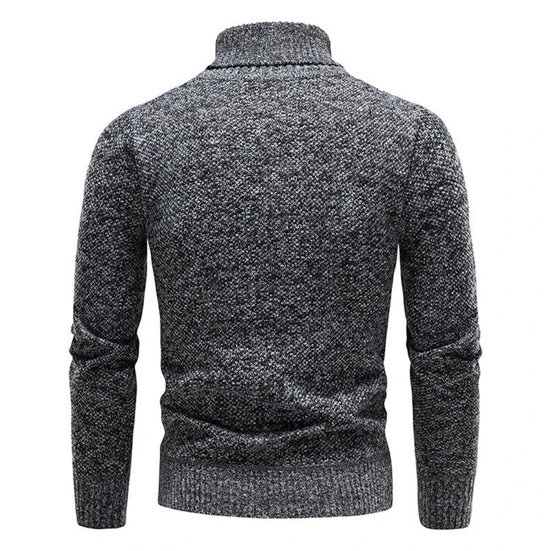 Mens Slim Fit Turtleneck Sweater Heathered Knit