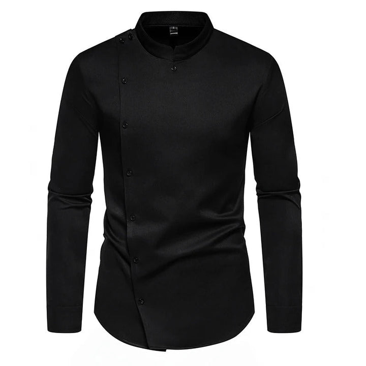 Mens Dress Shirt with Off-Center Design Slim Fit
