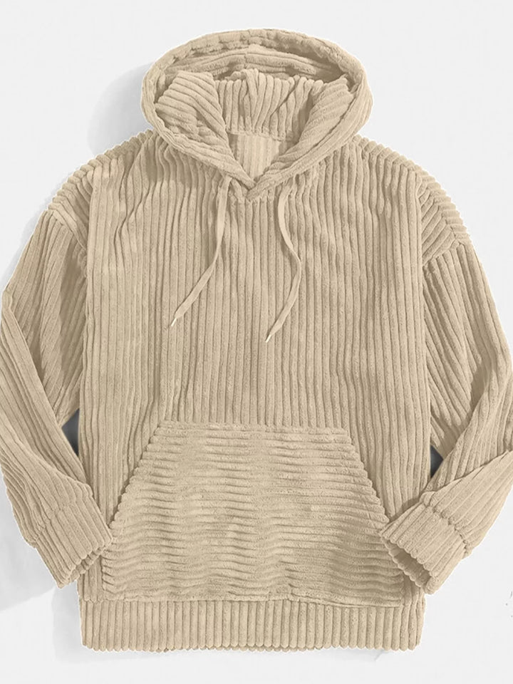 Mens Corduroy Hooded Jacket Relaxed Fit Large Size