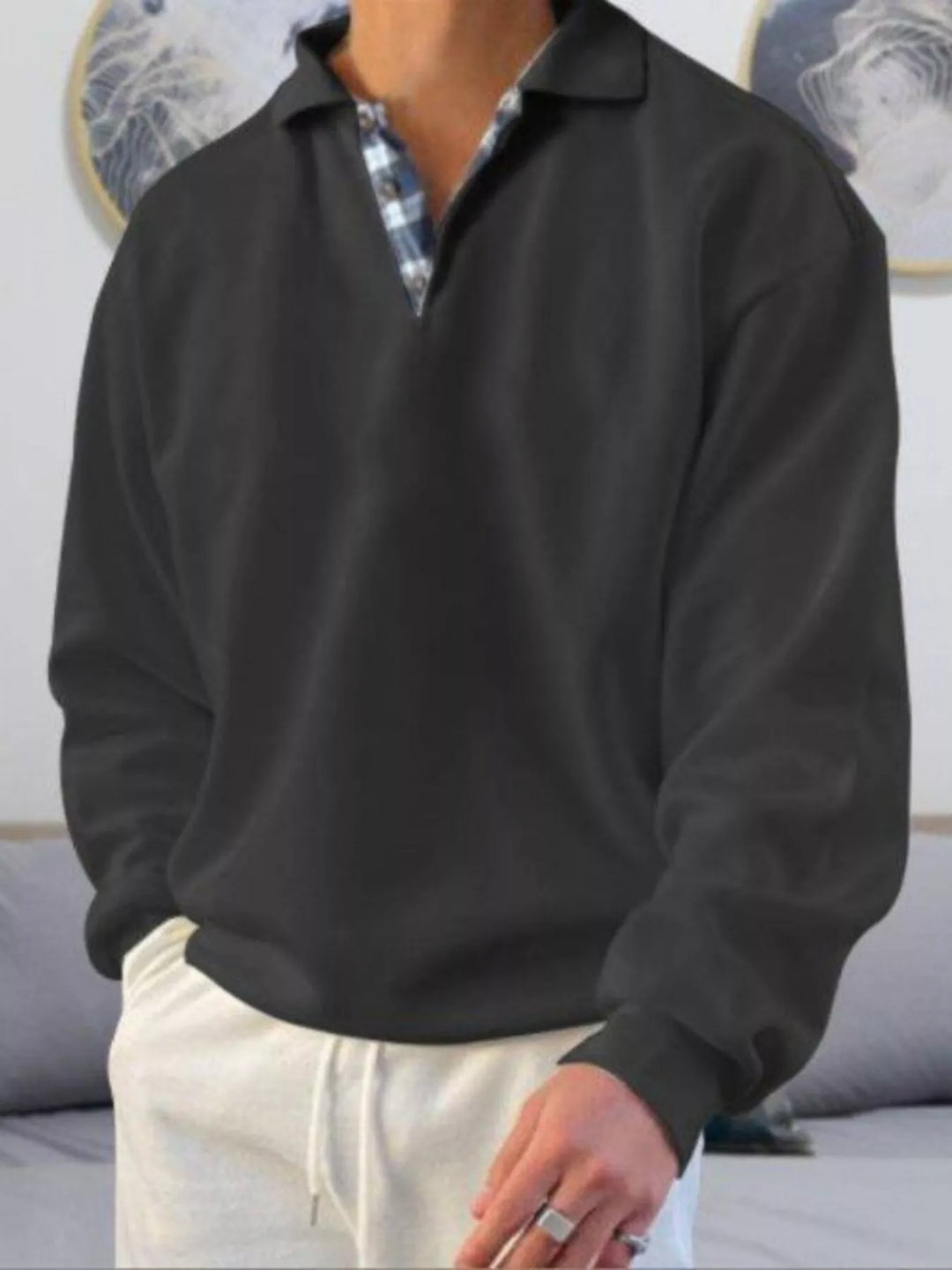 Mens Polo Shirt Long Sleeve Classic Fit