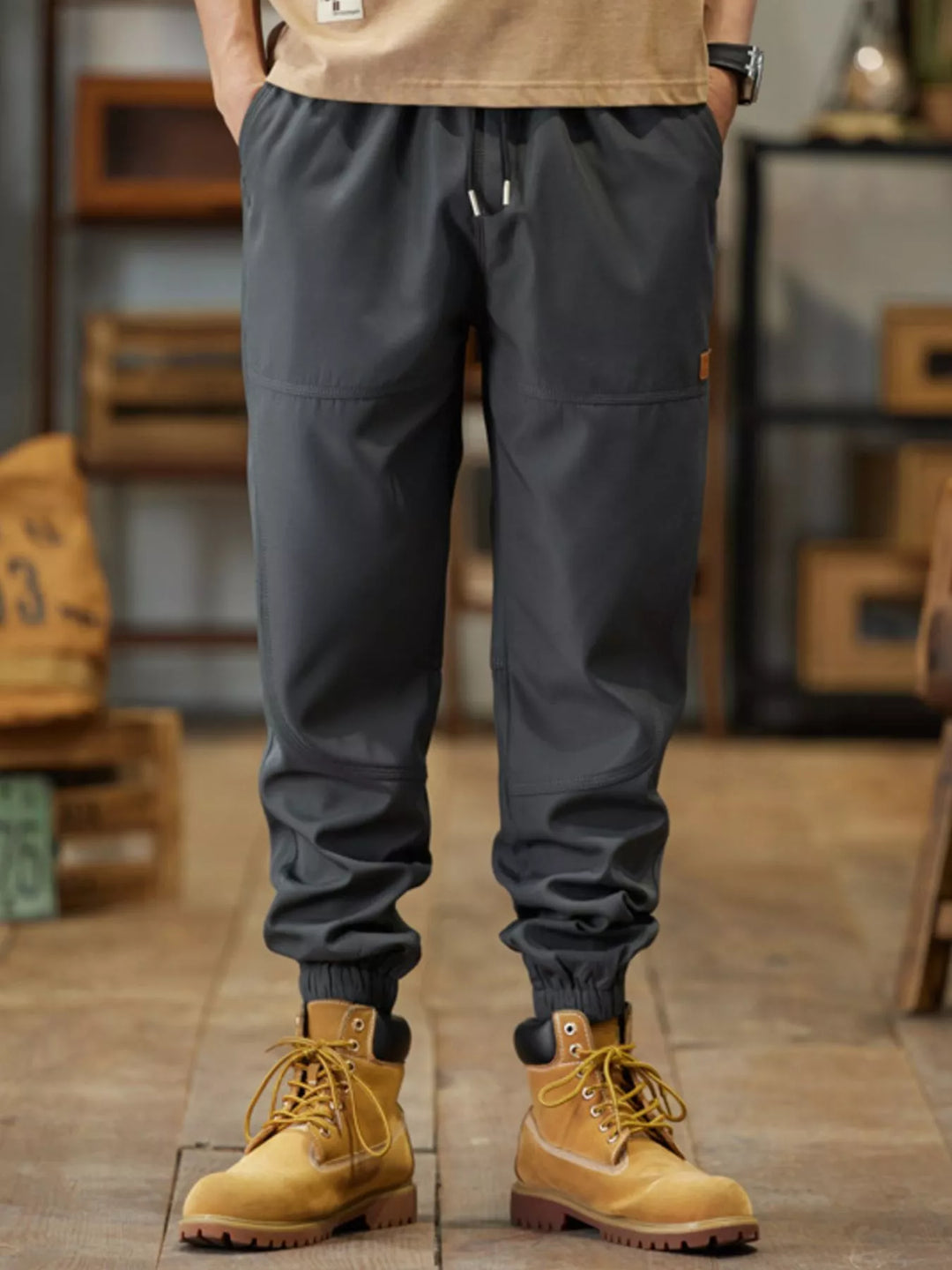 Mens Jog Pants Elastic Waist Relaxed Fit