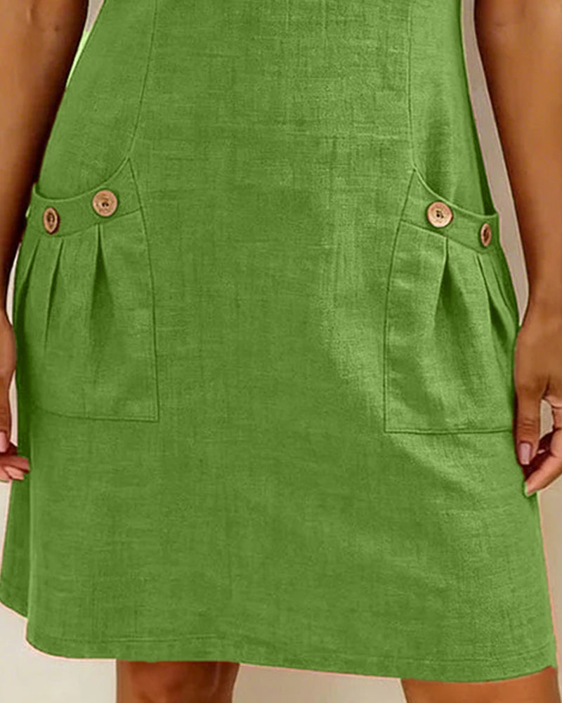Womens Shift Dress Short Sleeve Zip Neck with Pockets