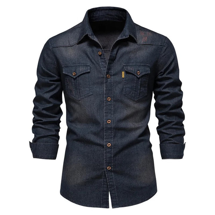 Mens Denim Shirt Classic Western Style